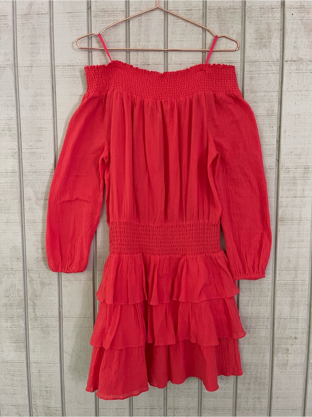 Michael Michael Kors Red Cotton Off Shoulder Ruffle Mini Dress M NWOT Resortwear